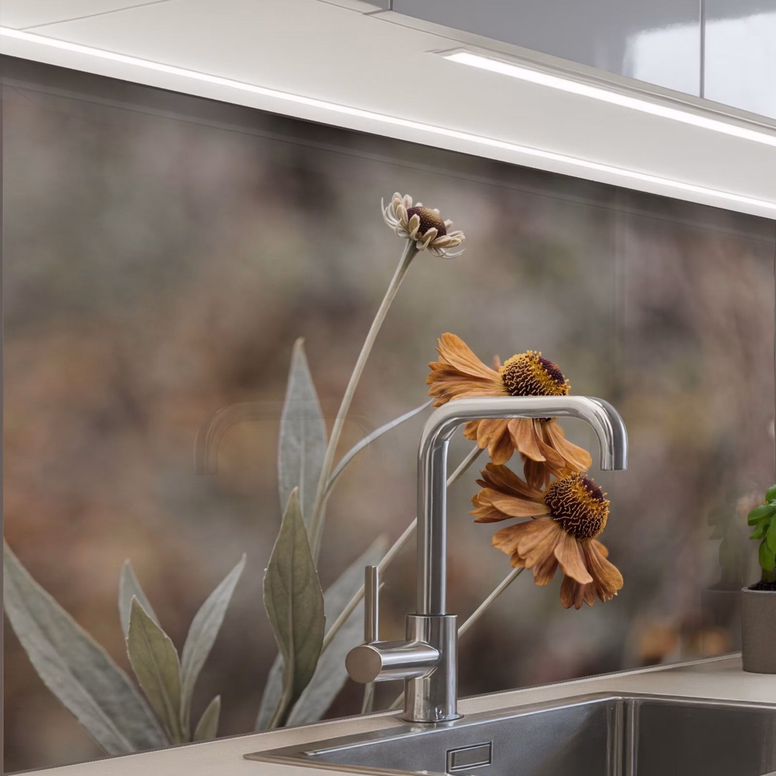 Revestimiento cocina - Sombrero para el sol - Flores secas - Amarillo - Cálido — 1
