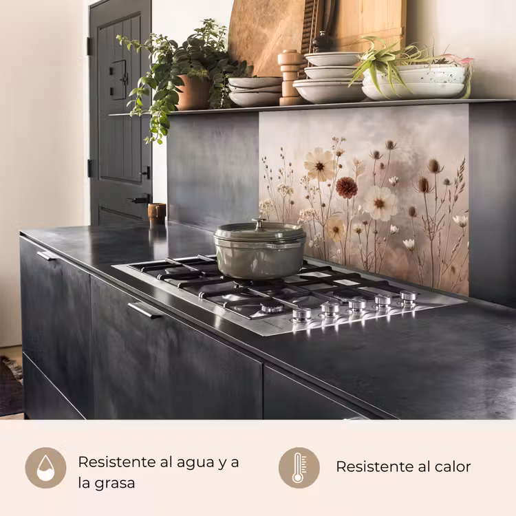 Revestimiento cocina - Flores silvestres - Botánico - Vintage - Naturaleza - Rústico — 4