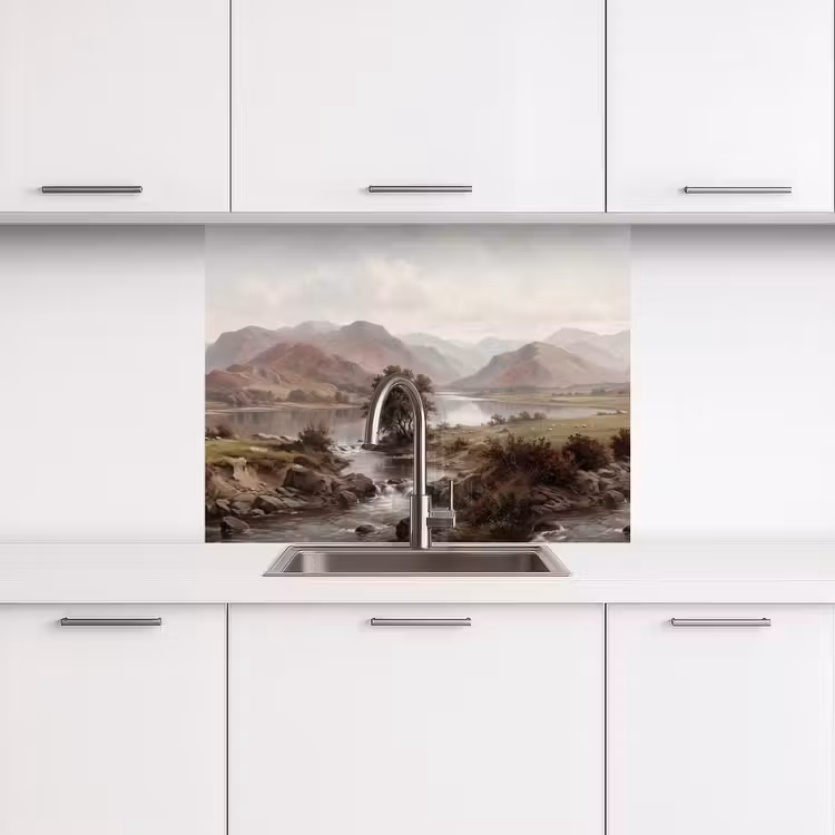Revestimiento cocina - Paisaje de montaña - Lago - Montañas - Valle - Clásico — 3