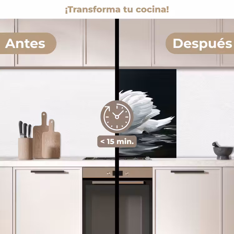Revestimiento cocina - Cisne - Agua - Naturaleza - Realista - Blanco — 2