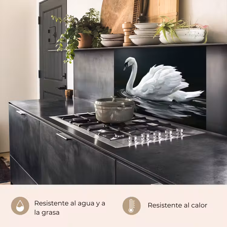 Revestimiento cocina - Cisne - Agua - Naturaleza - Realista - Blanco — 4