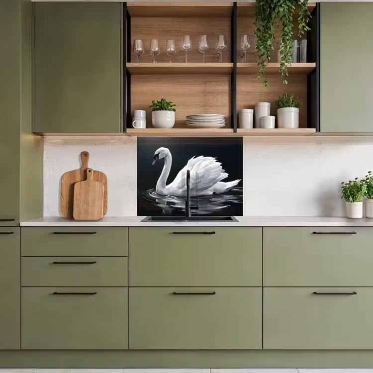Revestimiento cocina - Cisne - Agua - Naturaleza - Realista - Blanco — 7