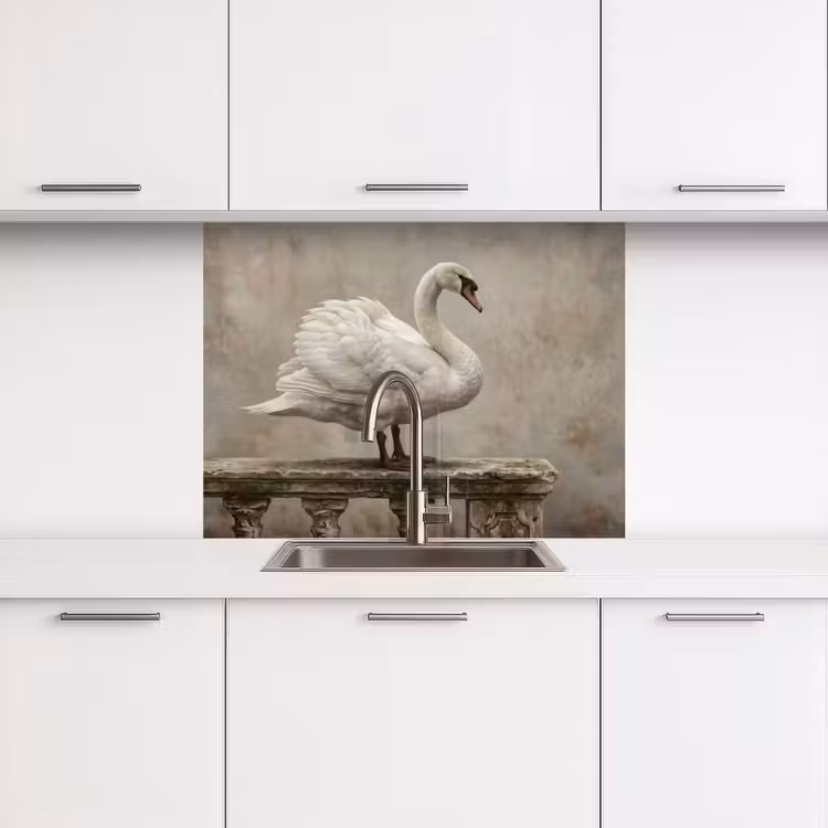 Revestimiento cocina - Cisne - Elegante - Animales - Blanco — 3