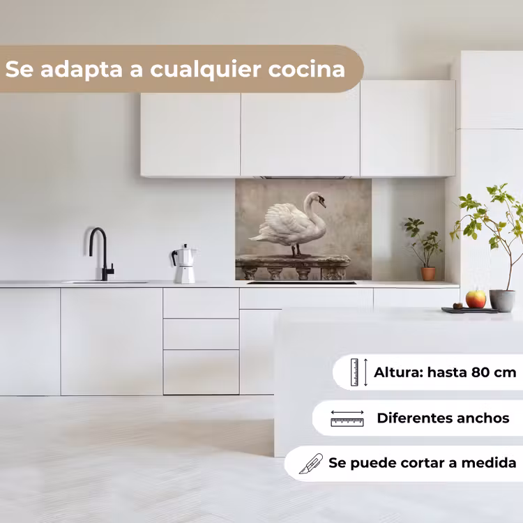 Revestimiento cocina - Cisne - Elegante - Animales - Blanco — 6
