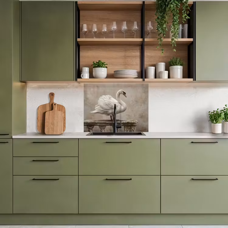 Revestimiento cocina - Cisne - Elegante - Animales - Blanco — 7
