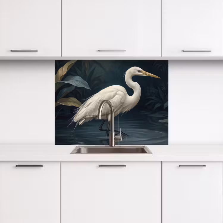 Revestimiento cocina - Garza - Agua - Naturaleza - Moderno - Blanco — 3