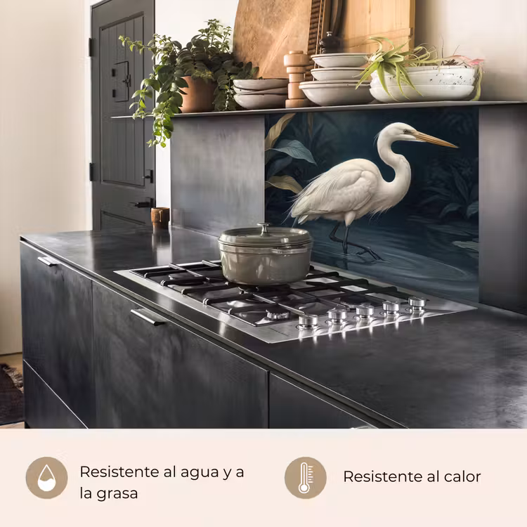 Revestimiento cocina - Garza - Agua - Naturaleza - Moderno - Blanco — 4