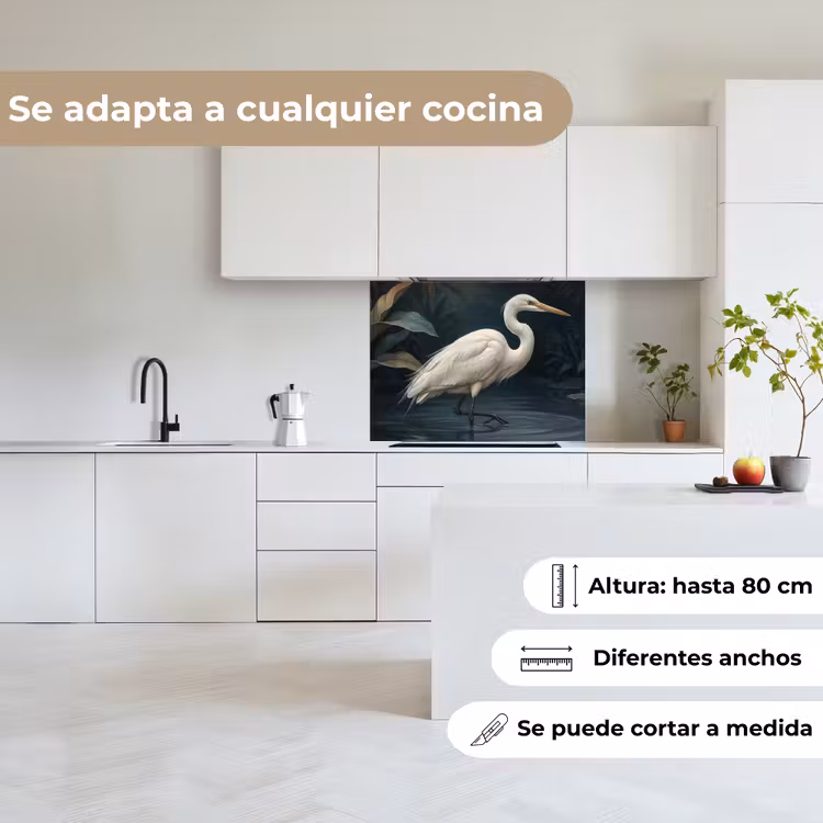 Revestimiento cocina - Garza - Agua - Naturaleza - Moderno - Blanco — 6