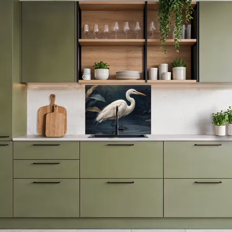 Revestimiento cocina - Garza - Agua - Naturaleza - Moderno - Blanco — 7