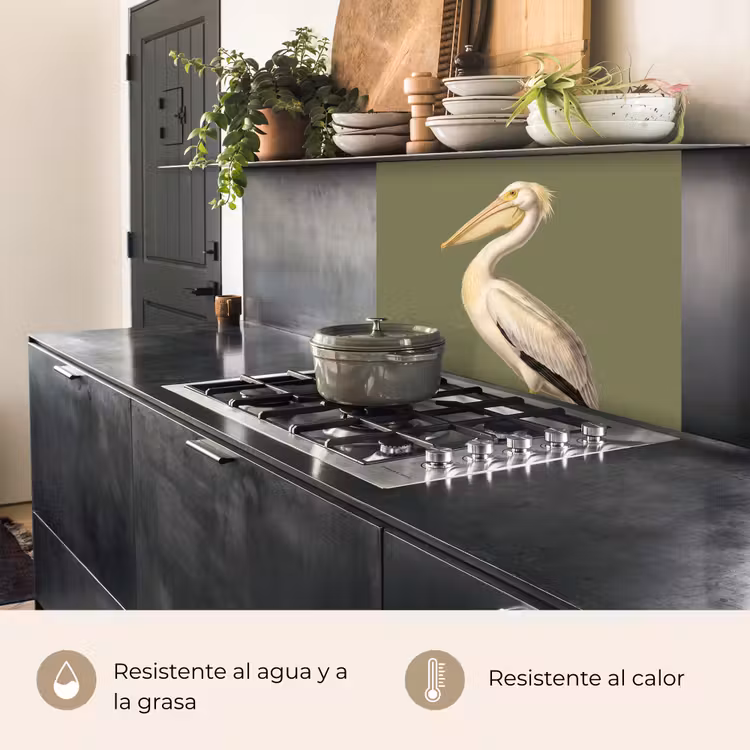 Revestimiento cocina - Pelícano - Blanco - Ave - Clásico - Naturaleza — 4