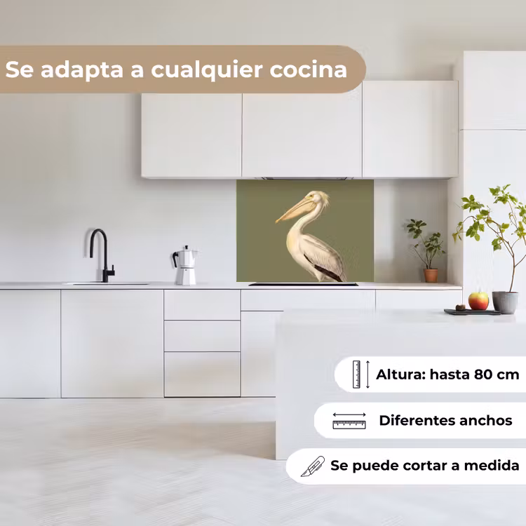 Revestimiento cocina - Pelícano - Blanco - Ave - Clásico - Naturaleza — 6