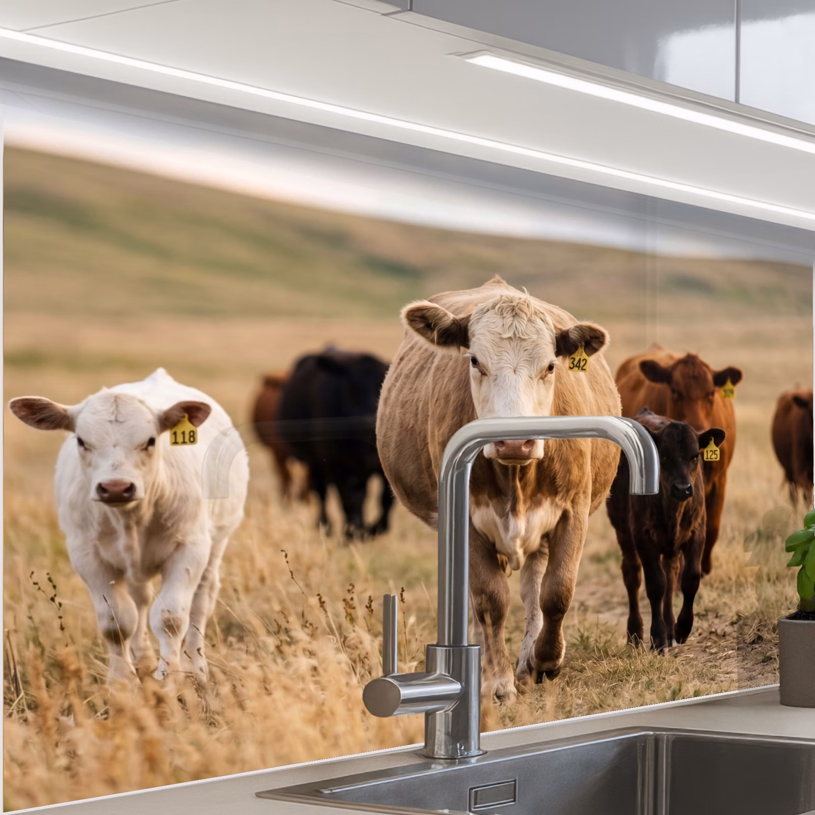 Revestimiento cocina - Ganado - Rebaño - Paisaje - Pradera - Tranquilidad — 1