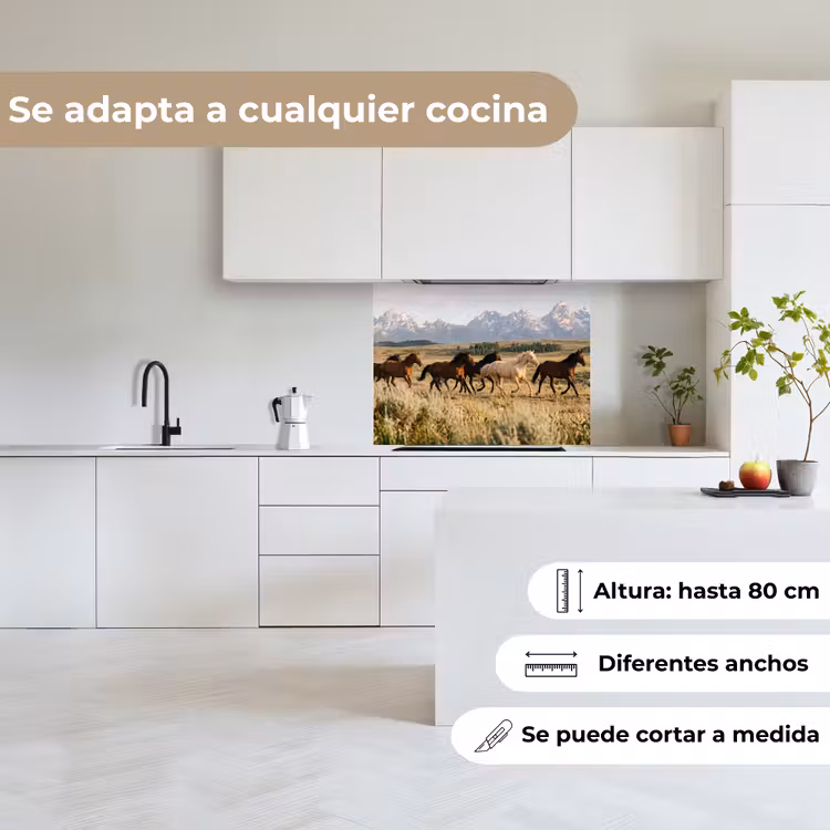 Revestimiento cocina - Caballos - Manada - Montañas - Libertad - Salvaje — 6