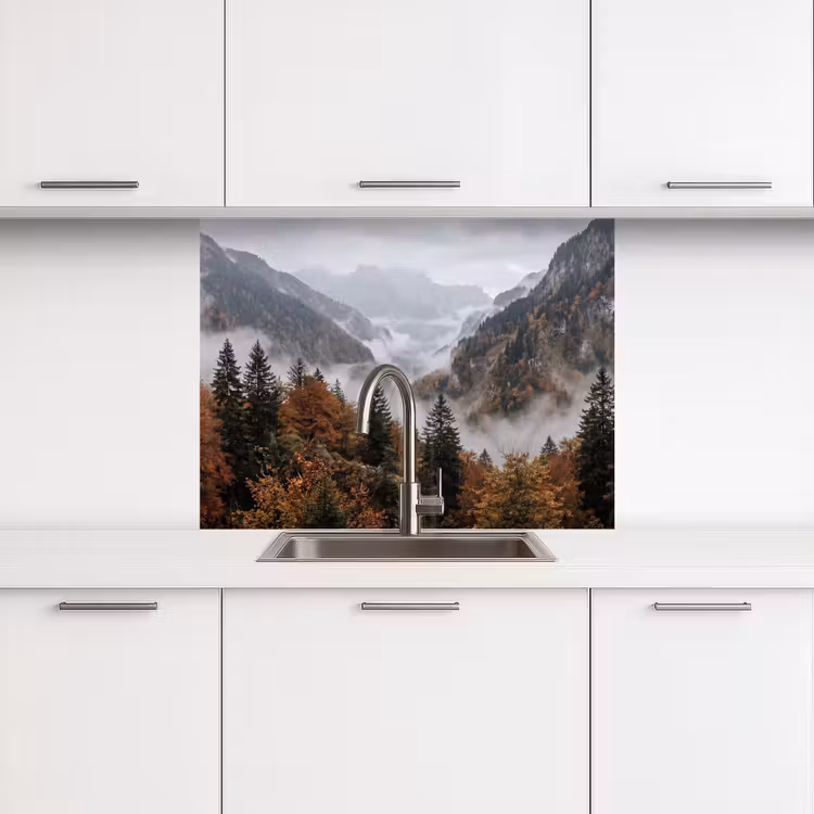 Revestimiento cocina - Montañas - Valle - Niebla - Otoño - Naturaleza — 3