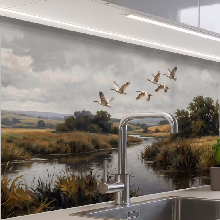 Revestimiento cocina - Patos - Río - Paisaje - Vuelo - Nostálgico — 1