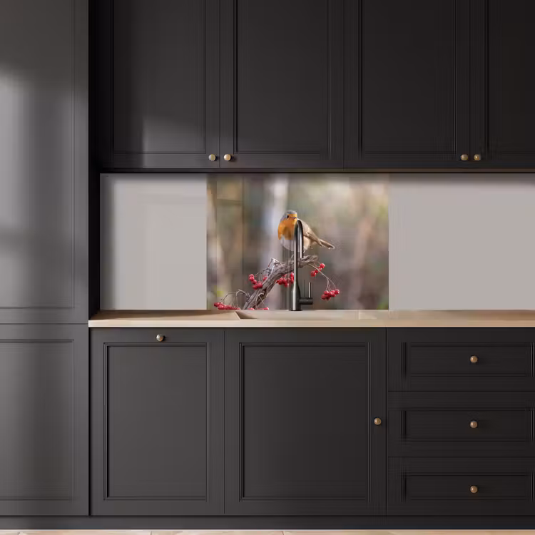 Revestimiento cocina - Petirrojo - Rama - Bayas - Naturaleza — 5