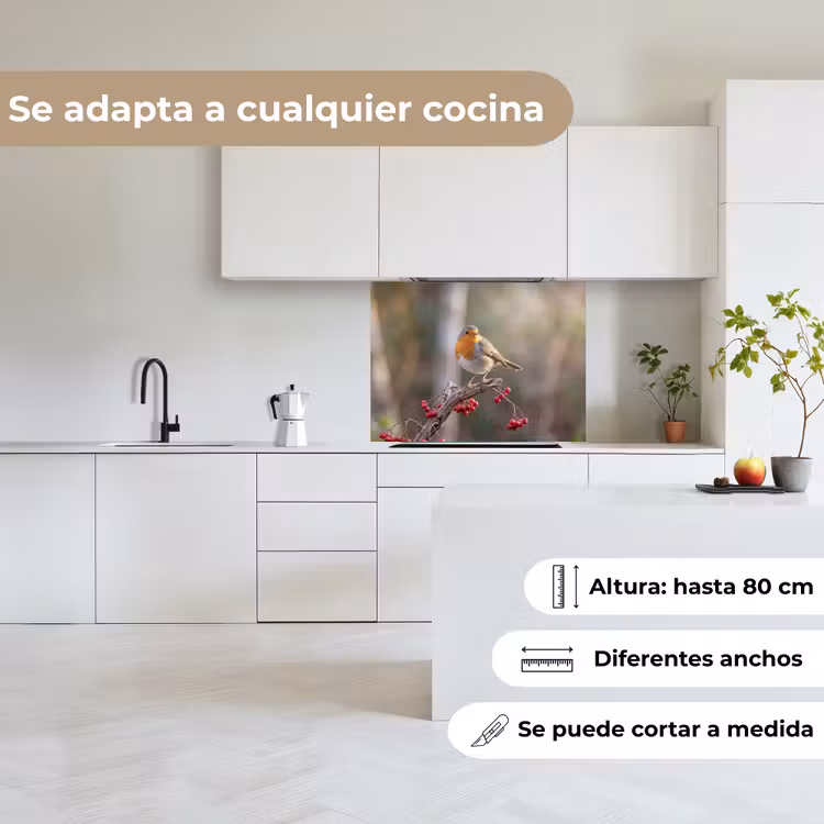 Revestimiento cocina - Petirrojo - Rama - Bayas - Naturaleza — 6
