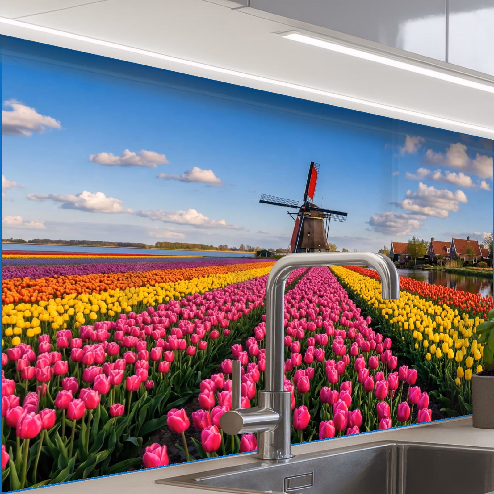 Revestimiento cocina - Tulipanes - Holanda - Molino - Colorido — 1