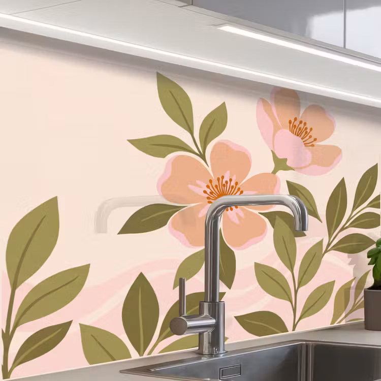 Revestimiento cocina - Gráfico - Flores - Rosa — 1