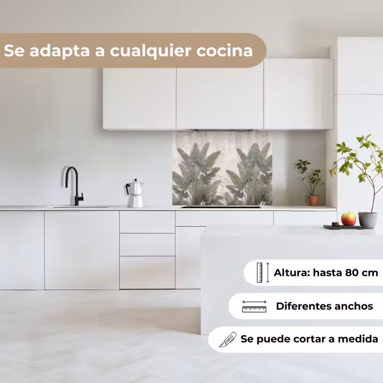 Revestimiento cocina - Hojas de plátano - Hormigón - Verde — 6