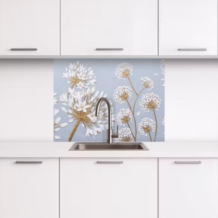 Revestimiento cocina - Ilustración - Flores - Azul — 3