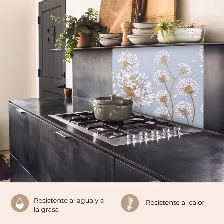 Revestimiento cocina - Ilustración - Flores - Azul — 4