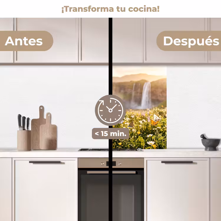 Revestimiento cocina - Mariposas - Cascada - Campo de flores — 2