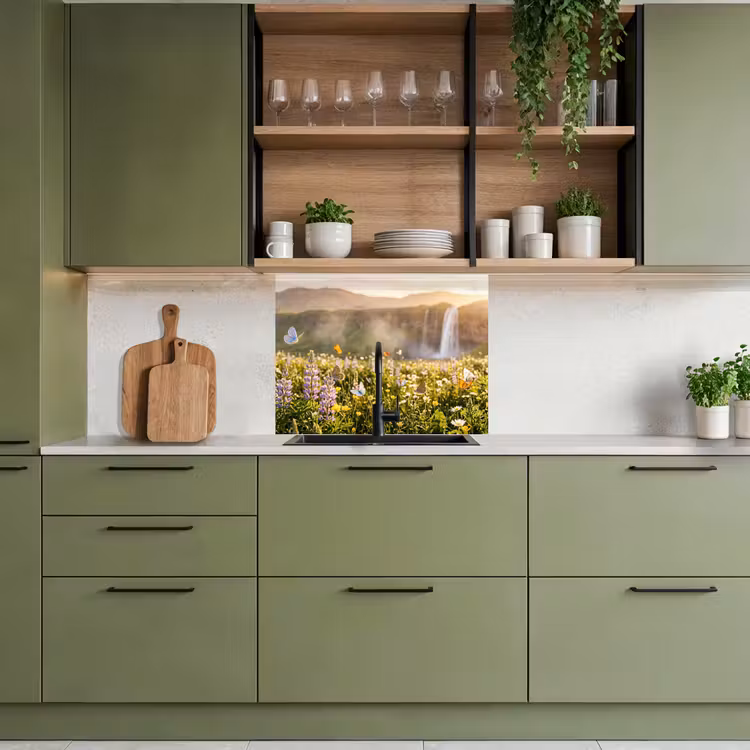 Revestimiento cocina - Mariposas - Cascada - Campo de flores — 7