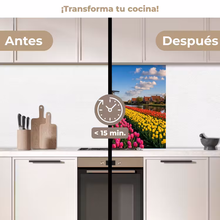 Revestimiento cocina - Tulipanes - Holanda - Molino - Colorido — 2