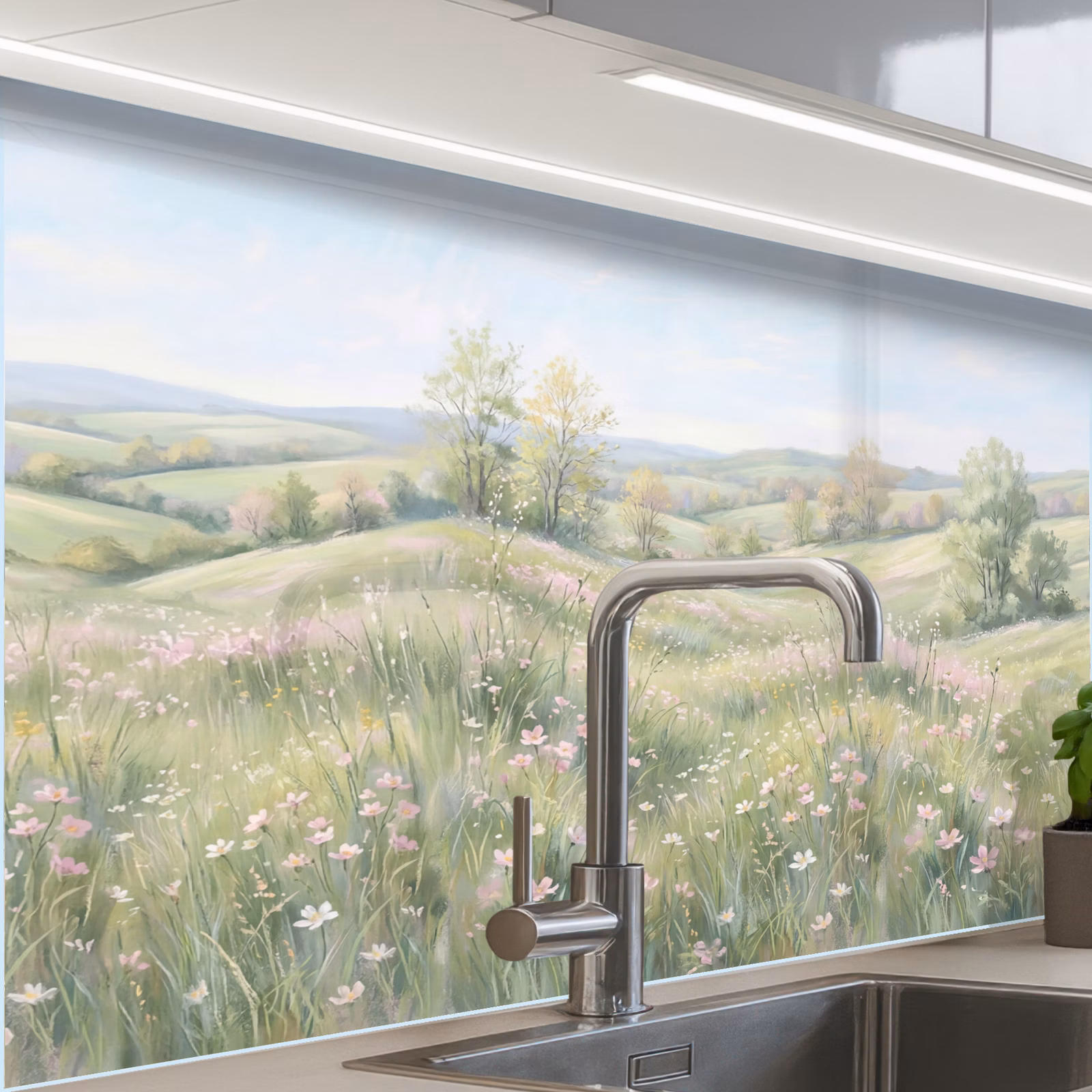 Revestimiento cocina - Campo de flores - Flores - Verde — 1
