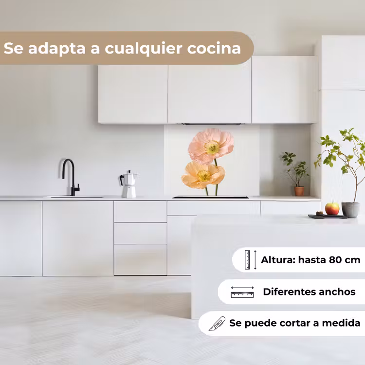 Revestimiento cocina - Amapolas - Botánico - Rosa — 6
