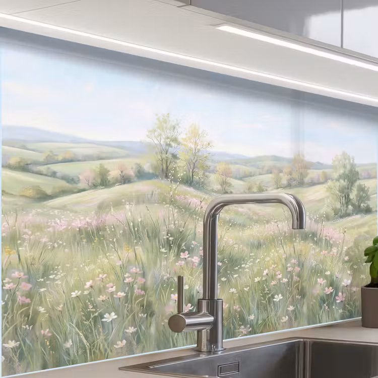 Revestimiento cocina - Campo de flores - Flores - Verde — 1