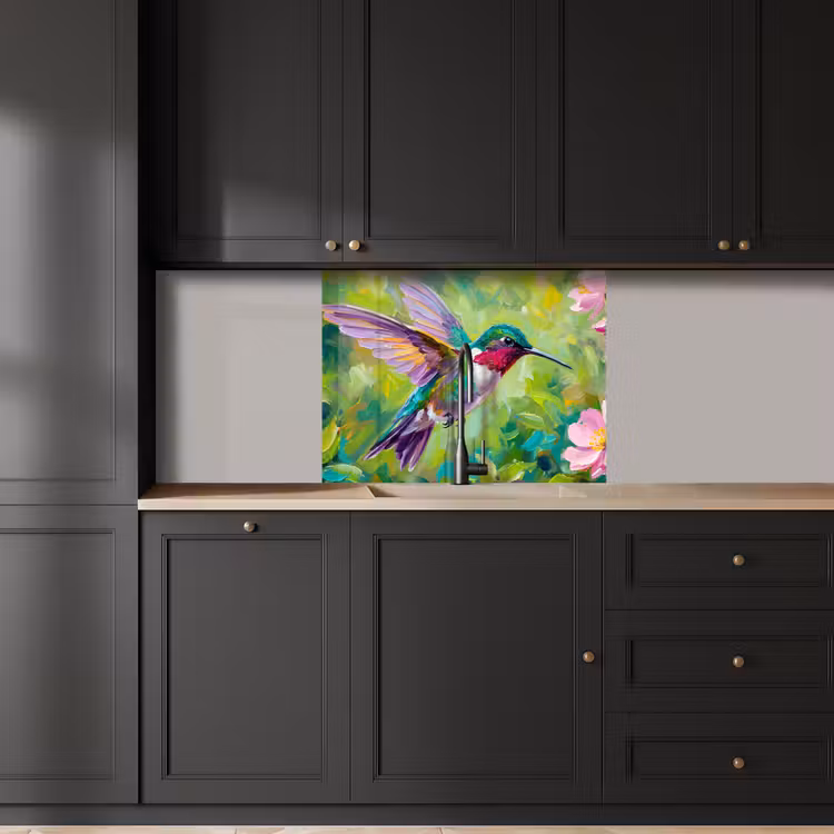 Revestimiento cocina - Colibrí - Flores - Naturaleza - Colorido — 5