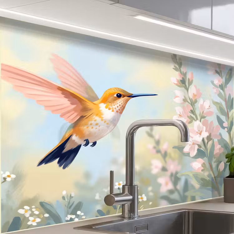 Revestimiento cocina - Colibrí - Ilustración - Colorido — 1