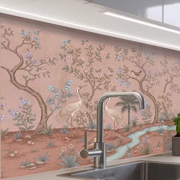 Revestimiento cocina - Nostalgia - Garzas - Rosa — 1