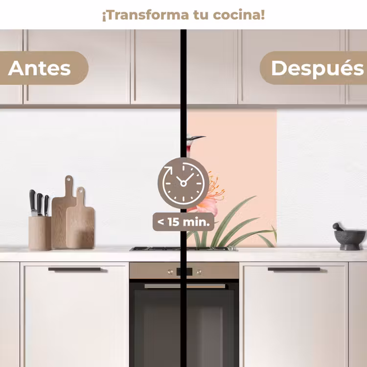 Revestimiento cocina - Pájaro - Flor - Naturaleza - Rosa — 2