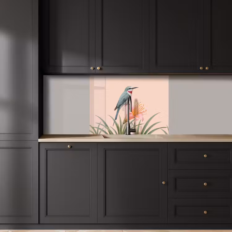 Revestimiento cocina - Pájaro - Flor - Naturaleza - Rosa — 5