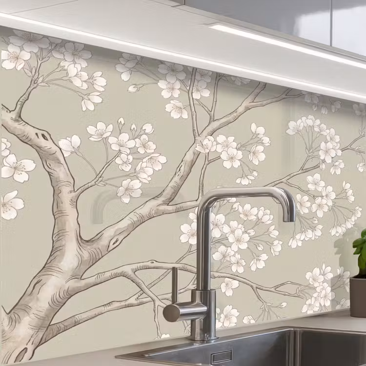Revestimiento cocina - Serene - Flor - Blanco — 1