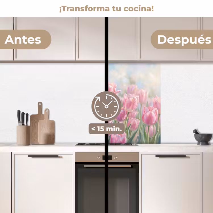 Revestimiento cocina - Tulipanes - Campo - Primavera - Rosa — 2