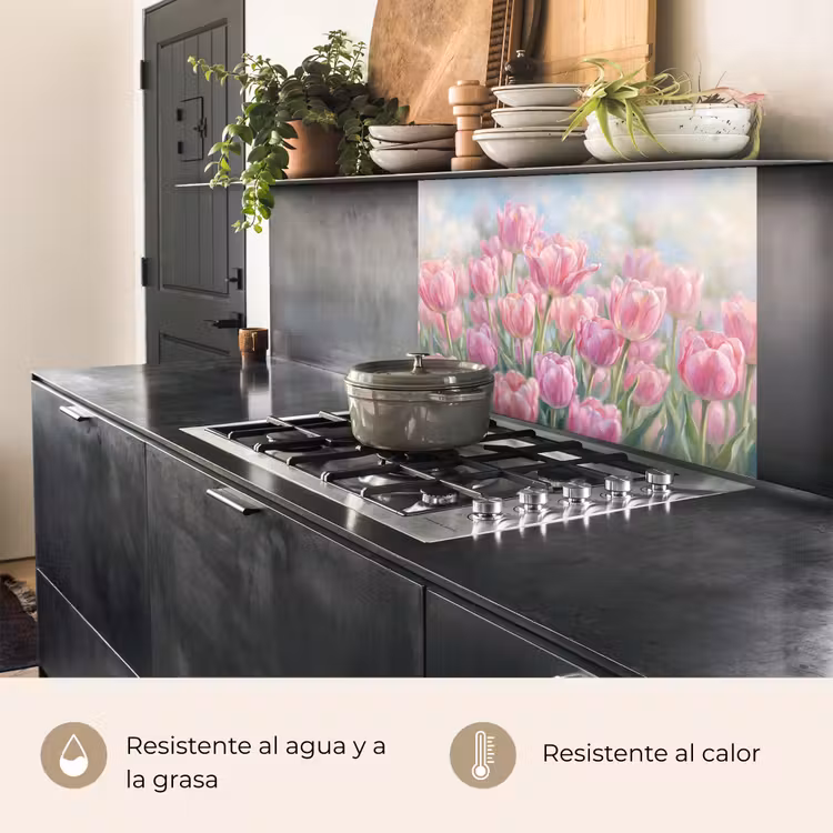 Revestimiento cocina - Tulipanes - Campo - Primavera - Rosa — 4