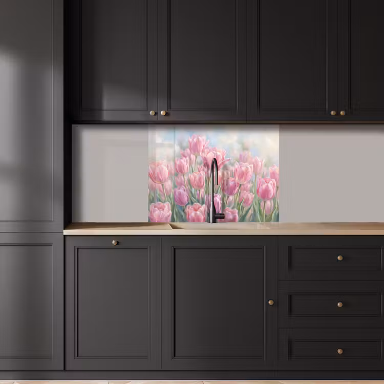Revestimiento cocina - Tulipanes - Campo - Primavera - Rosa — 5