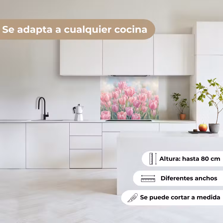 Revestimiento cocina - Tulipanes - Campo - Primavera - Rosa — 6
