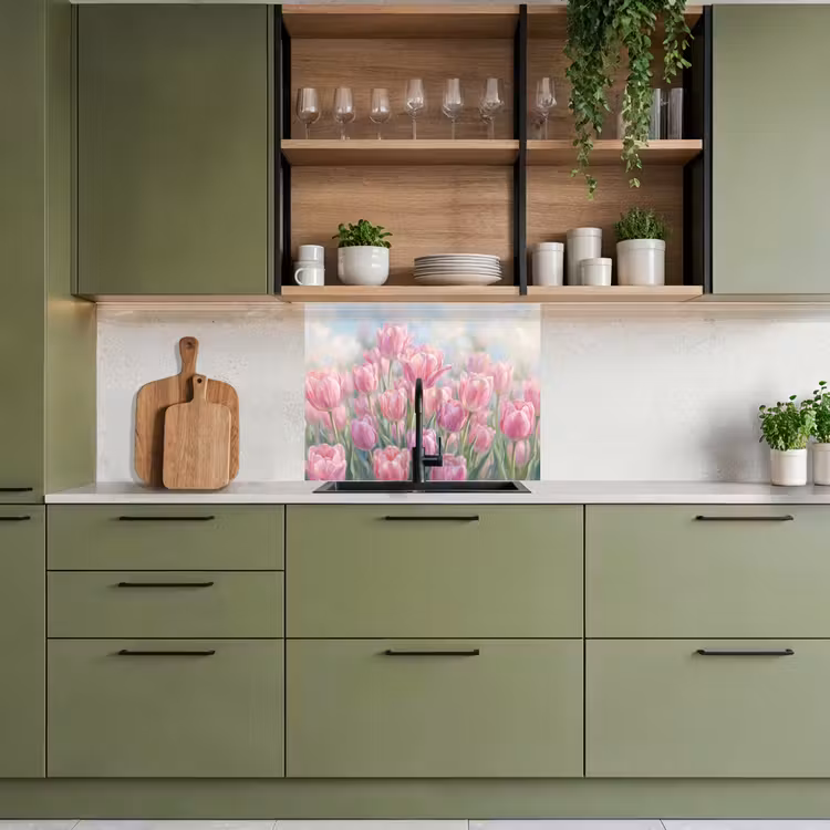 Revestimiento cocina - Tulipanes - Campo - Primavera - Rosa — 7