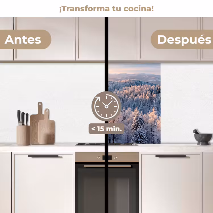 Revestimiento cocina - Bosque - Montañas - Oro - Invierno - Cálido — 2