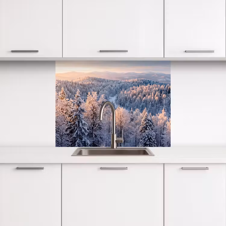 Revestimiento cocina - Bosque - Montañas - Oro - Invierno - Cálido — 3