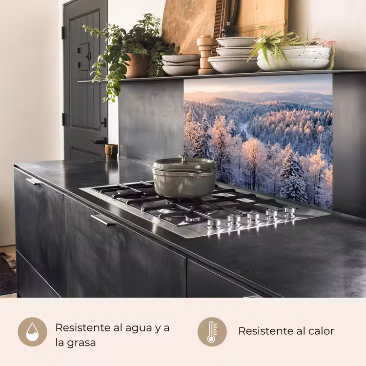 Revestimiento cocina - Bosque - Montañas - Oro - Invierno - Cálido — 4
