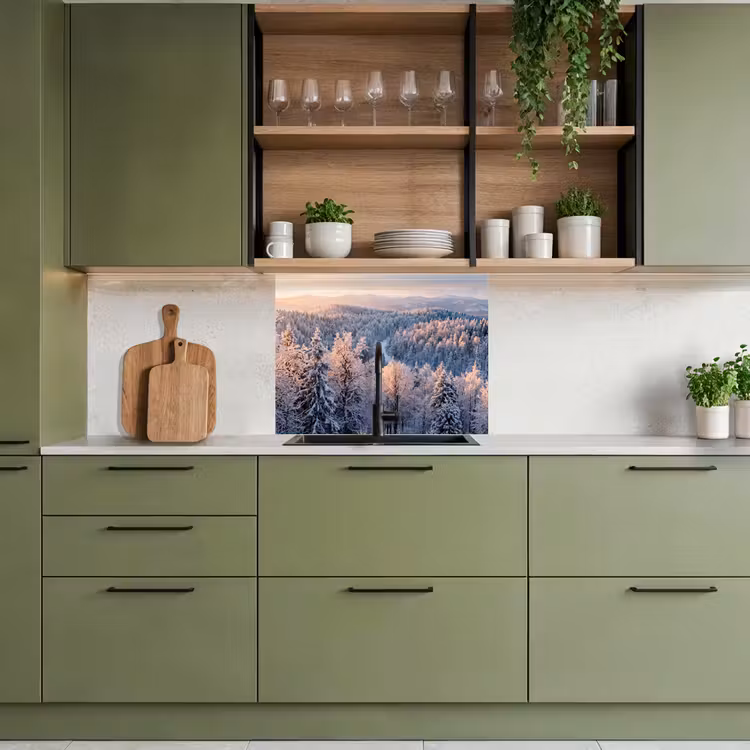 Revestimiento cocina - Bosque - Montañas - Oro - Invierno - Cálido — 7