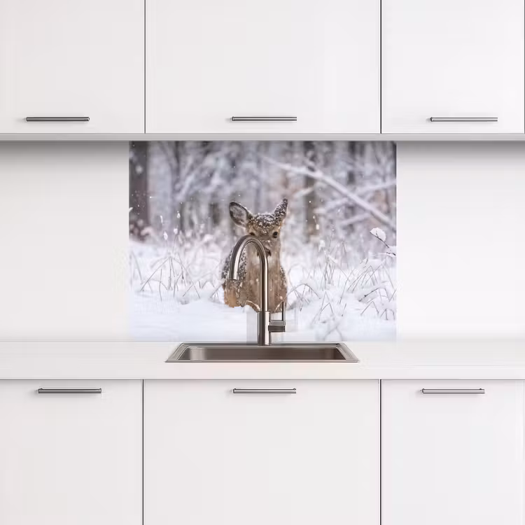 Revestimiento cocina - Ciervo - Nieve - Bosque - Animales - Adorable — 3