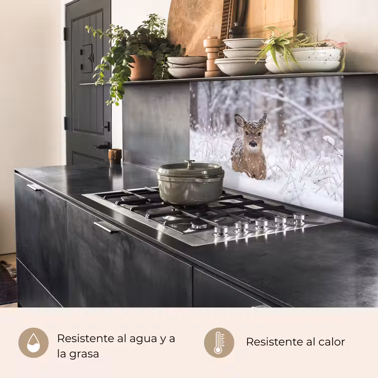 Revestimiento cocina - Ciervo - Nieve - Bosque - Animales - Adorable — 4