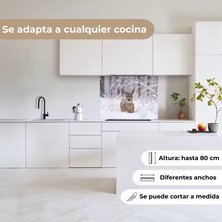 Revestimiento cocina - Ciervo - Nieve - Bosque - Animales - Adorable — 6
